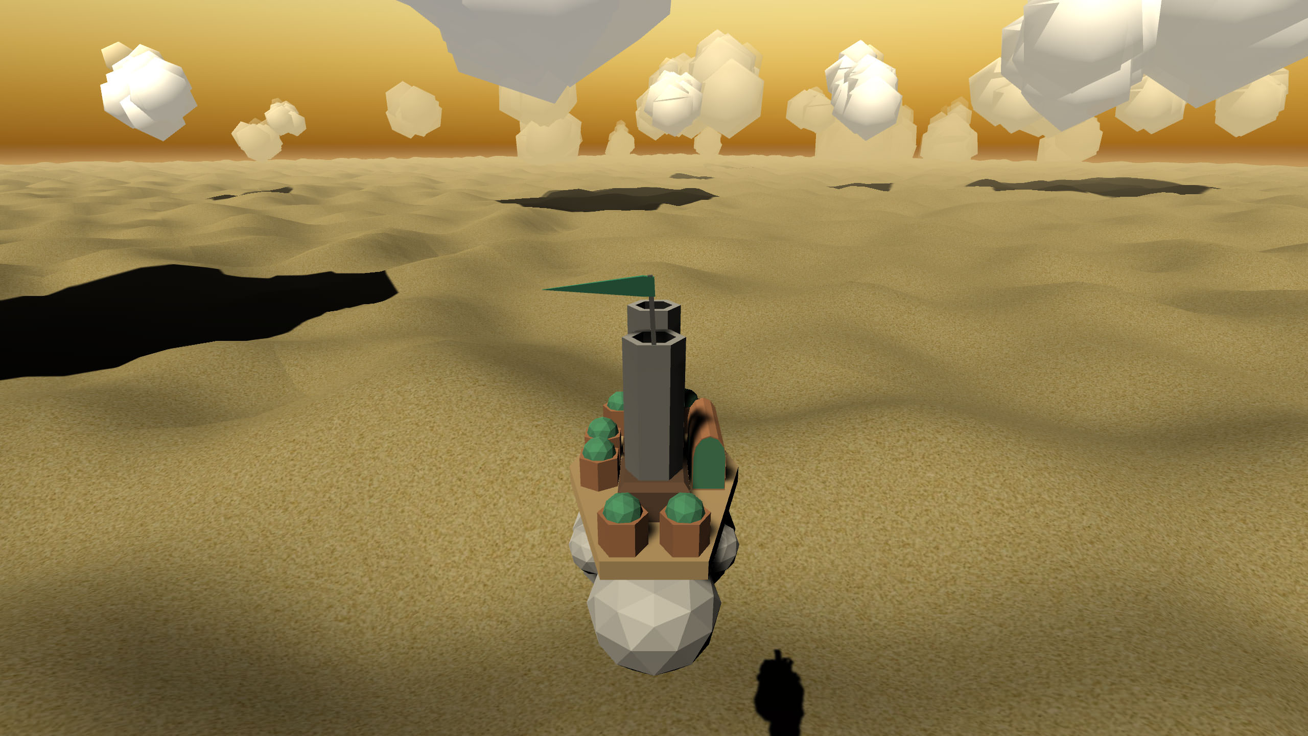 You're fixed at an angle above and behind the Cloudship, not very interesting